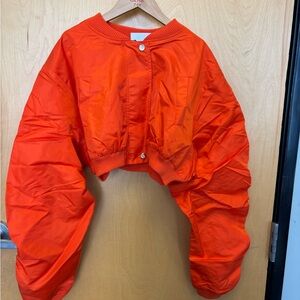 AKIRA Bold Orange Cropped Bomber Jacket